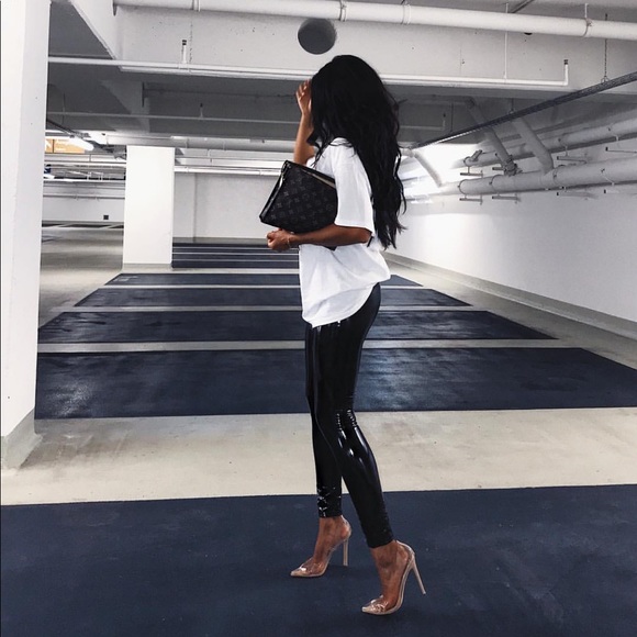 Vinyl wet look high waist PU leggings - Picture 2 of 8